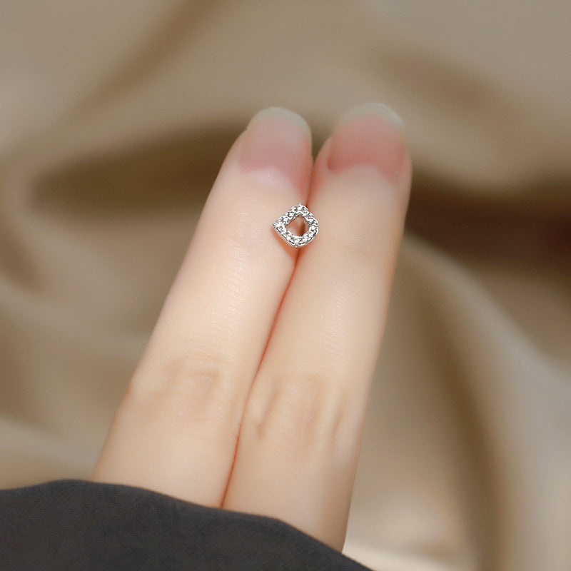 Wholesale Simple Niche Design Mini Full Diamond Earrings for Men and Women Sterling Silver Full Diamond 26 Letter Earrings